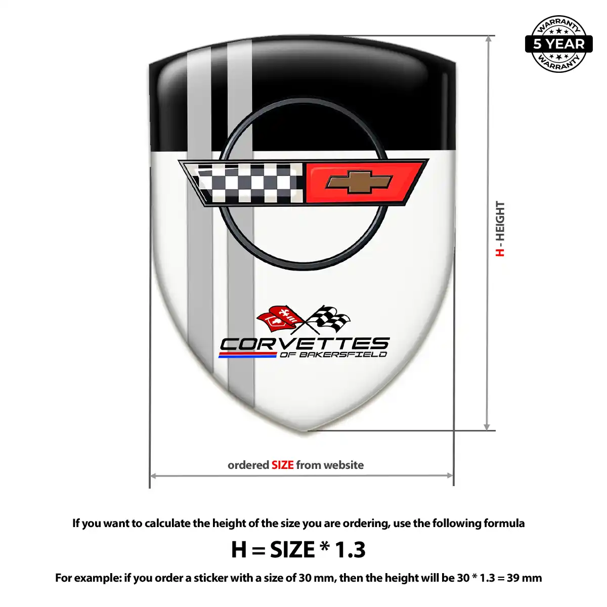 Chevrolet Corvette Domed Logo Decal Sleek Style