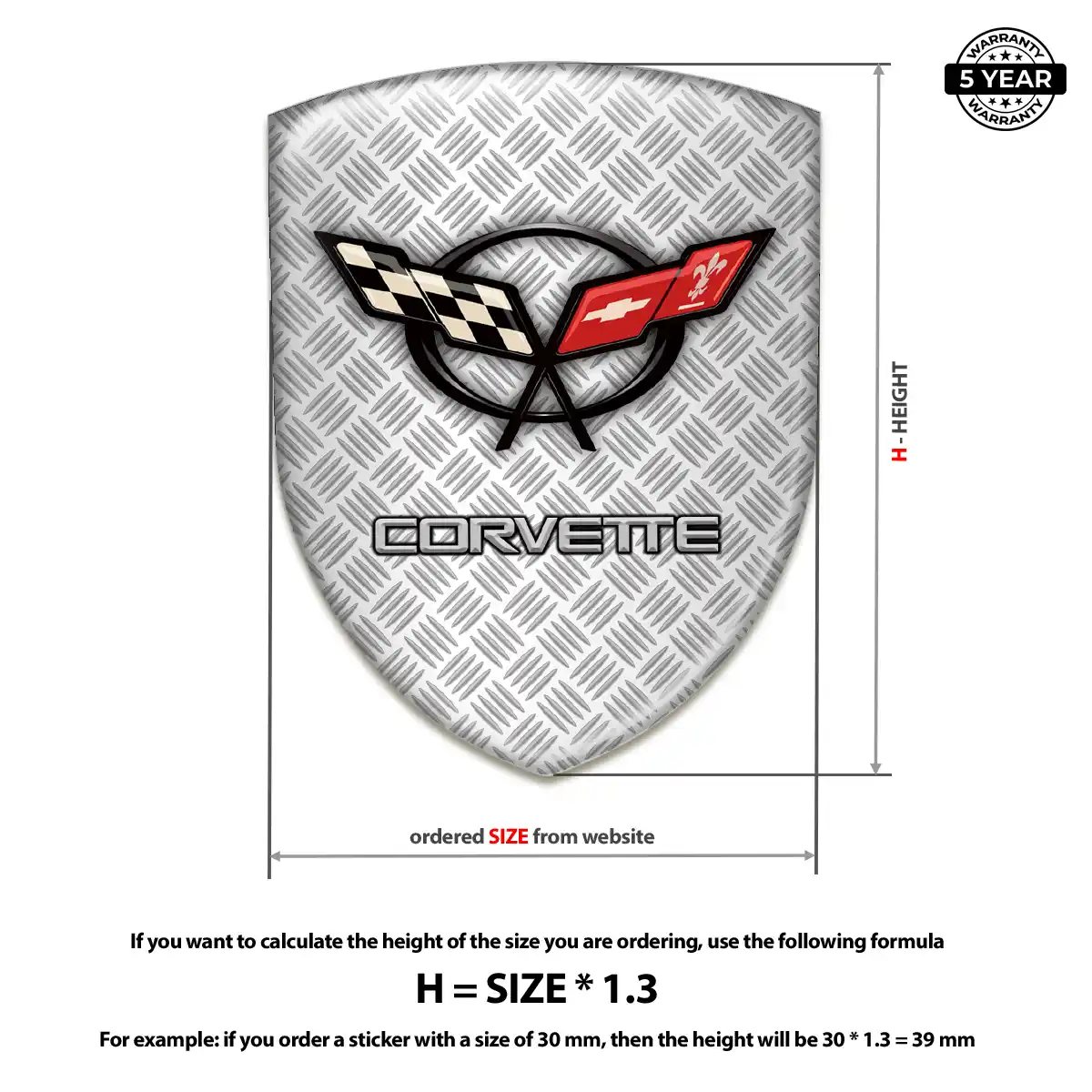 Chevrolet Corvette Domed Logo Decal Superior Craft