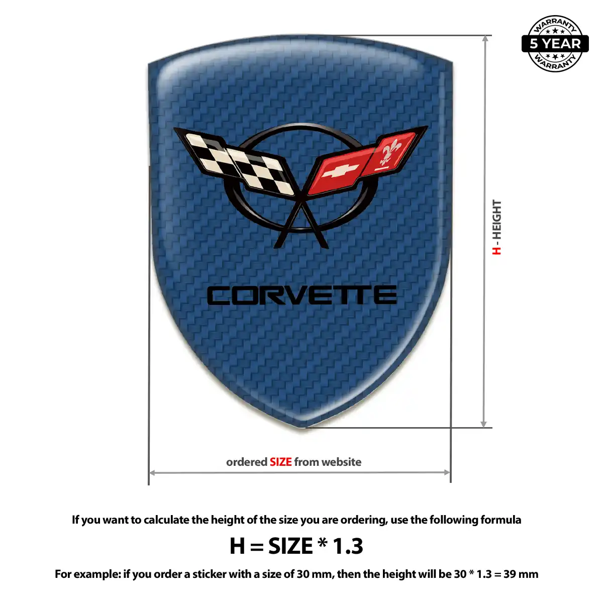 Chevrolet Corvette Domed Logo Sticker Elite Finish