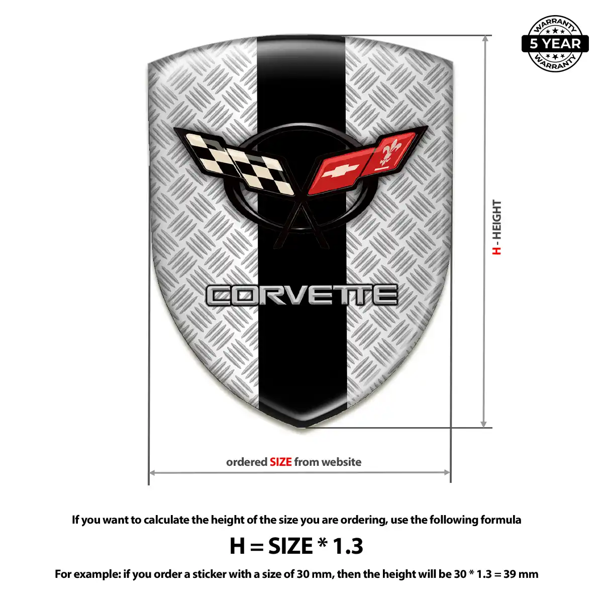 Chevrolet Corvette Domed Logo Sticker Prestige Line