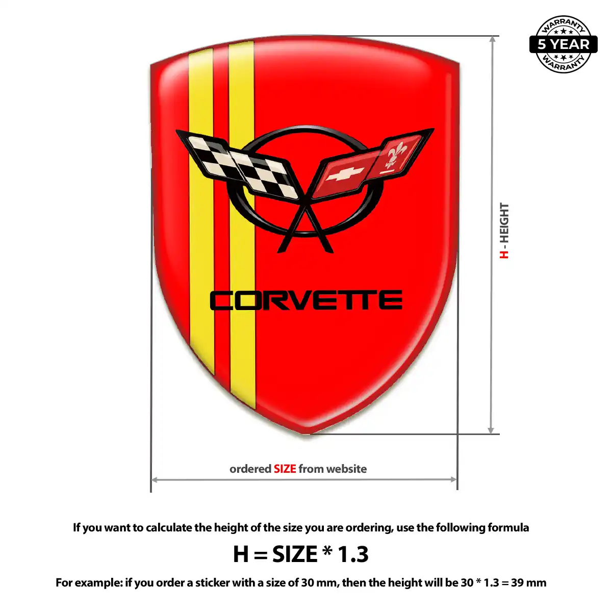 Chevrolet Corvette Domed Logo Sticker Prime Quality