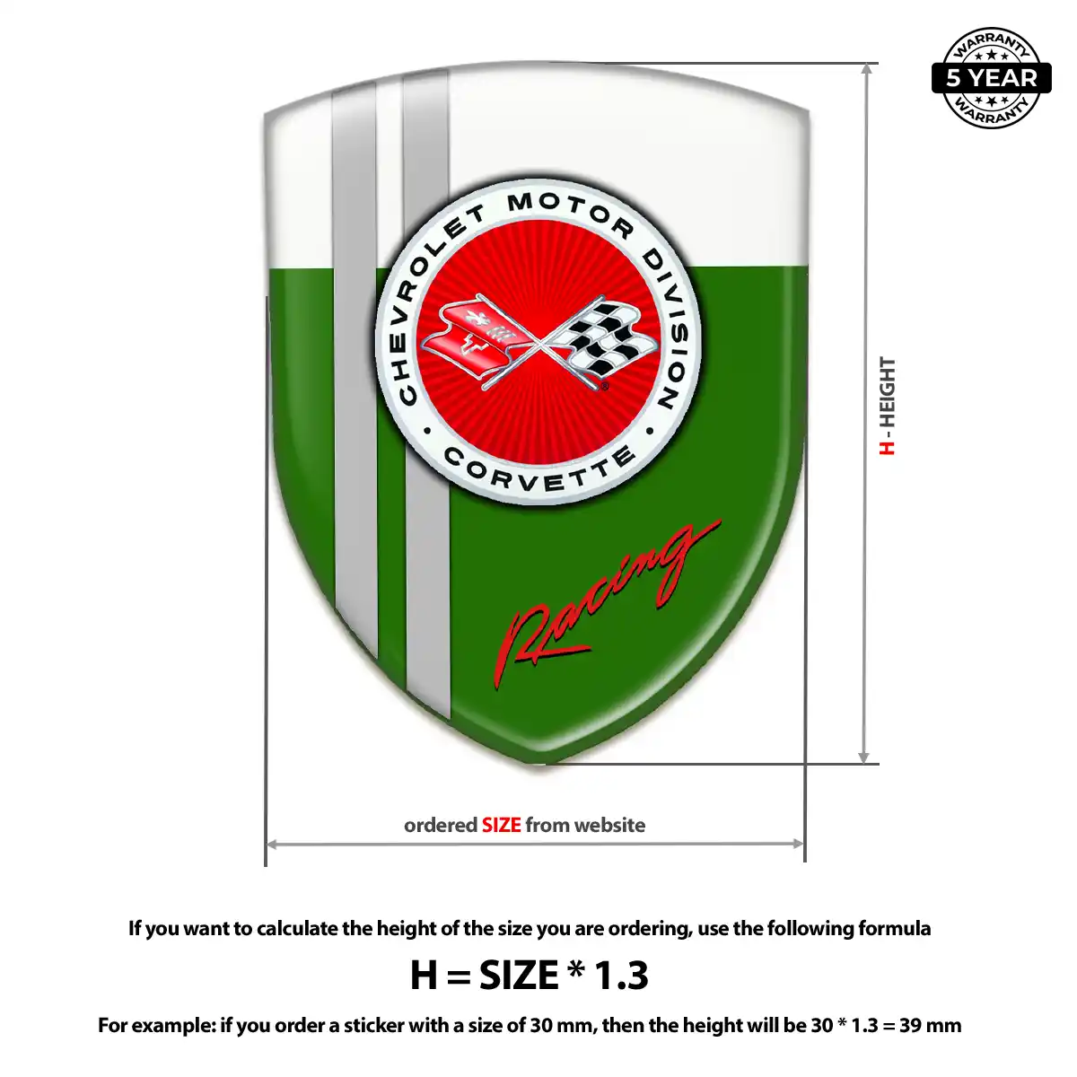 Chevrolet Corvette Domed Logo Sticker Refined Design