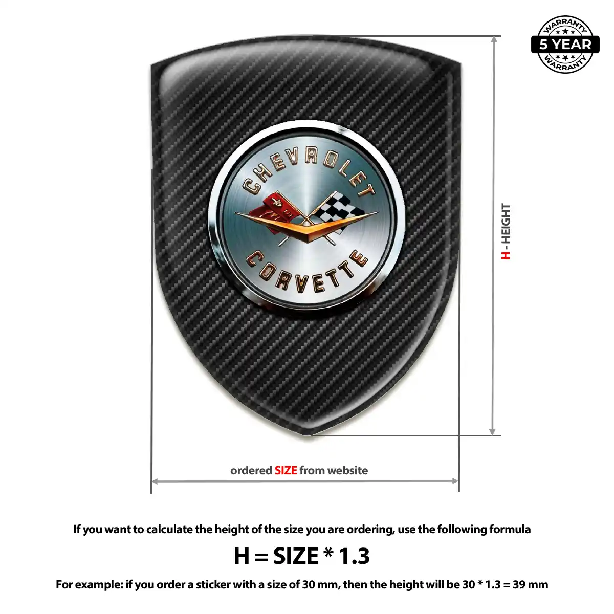 Chevrolet Corvette Domed Logo Sticker Signature Grade
