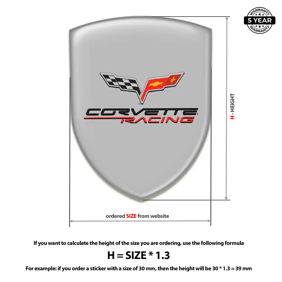 Chevrolet Corvette Domed Logo Sticker Superior Craft