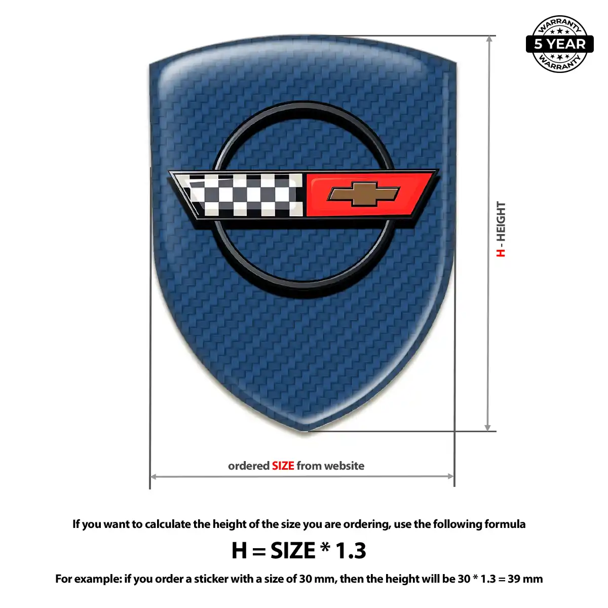 Chevrolet Corvette Emblem Domed Badge Prestige Line