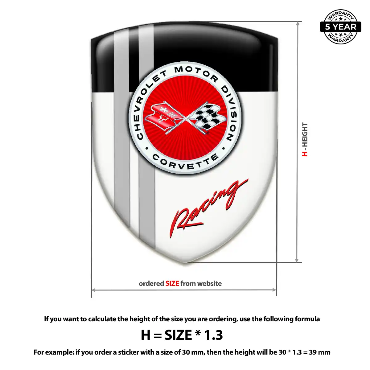 Chevrolet Corvette Emblem Domed Badge Refined Design