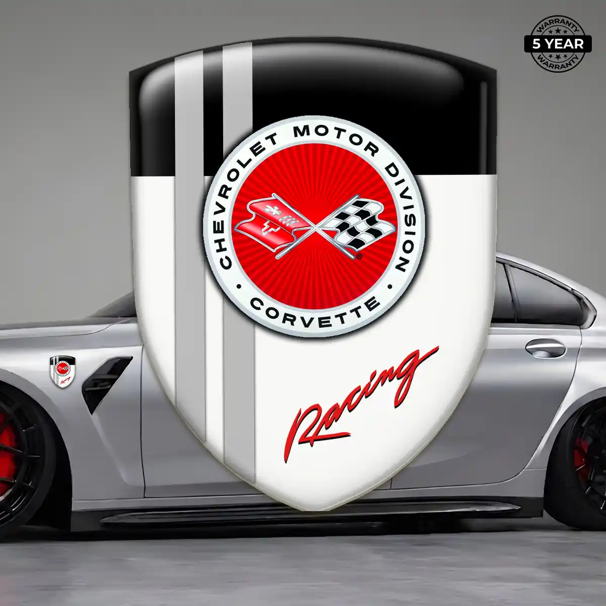 Chevrolet Corvette Emblem Domed Badge Refined Design
