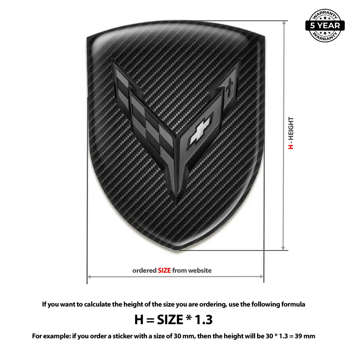 Chevrolet Corvette Epoxy Domed Sticker Elite Finish