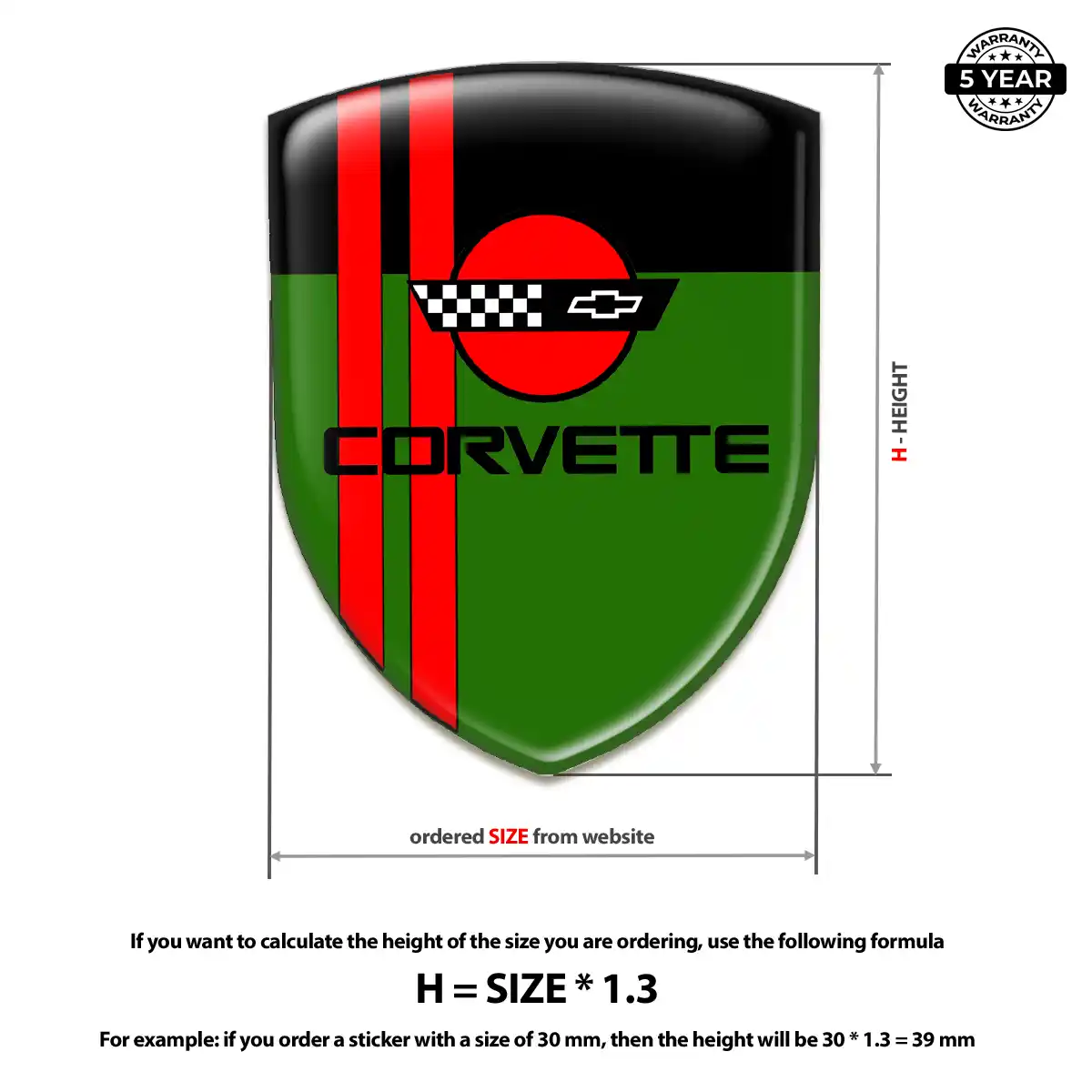 Chevrolet Corvette Epoxy Domed Sticker Prestige Line