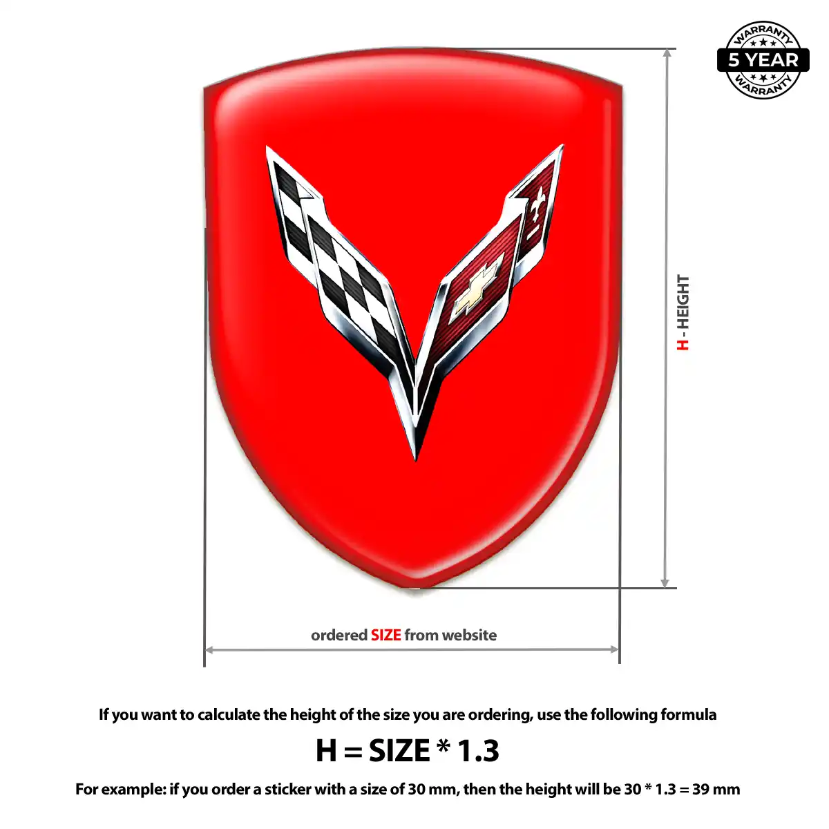 Chevrolet Corvette Epoxy Domed Sticker Prime Quality