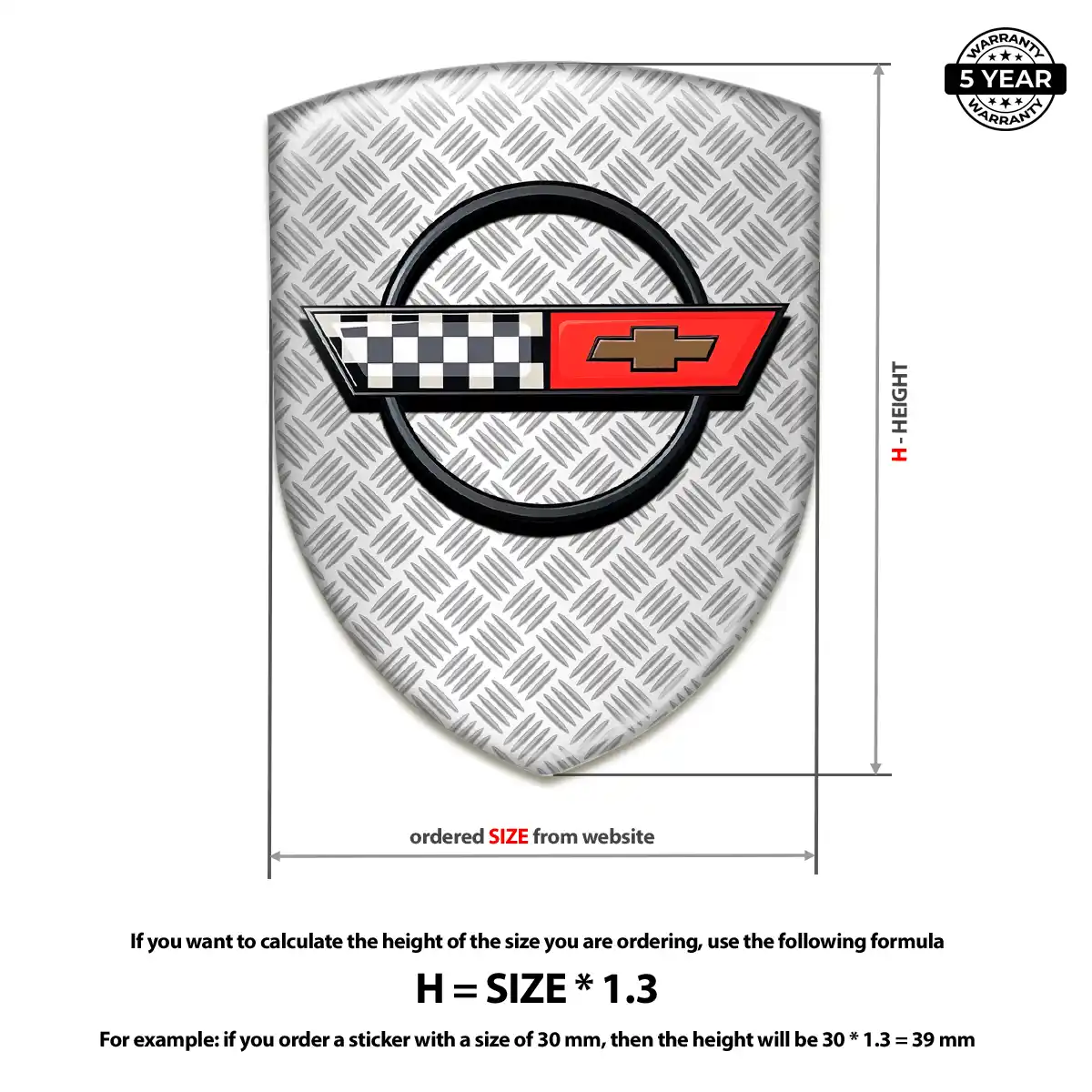 Chevrolet Corvette Epoxy Domed Sticker Refined Design