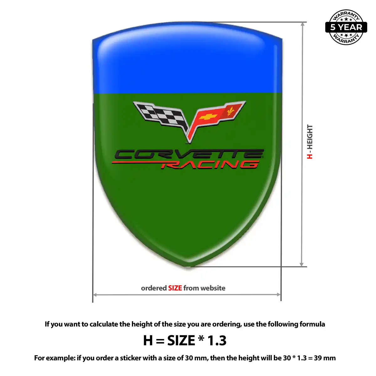 Chevrolet Corvette Epoxy Domed Sticker Signature Grade