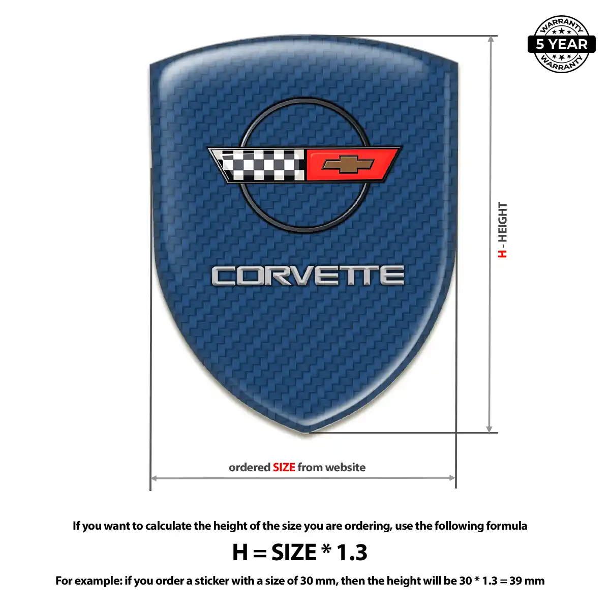 Chevrolet Corvette Epoxy Domed Sticker Superior Craft
