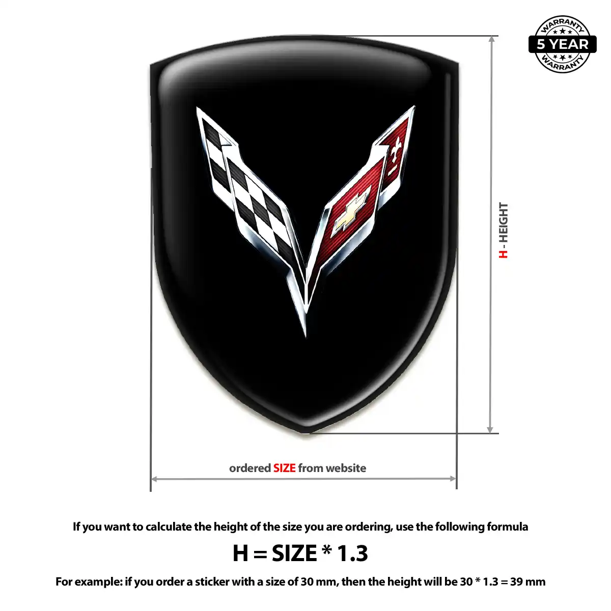 Chevrolet Corvette Gel Badge Sticker Elite Finish