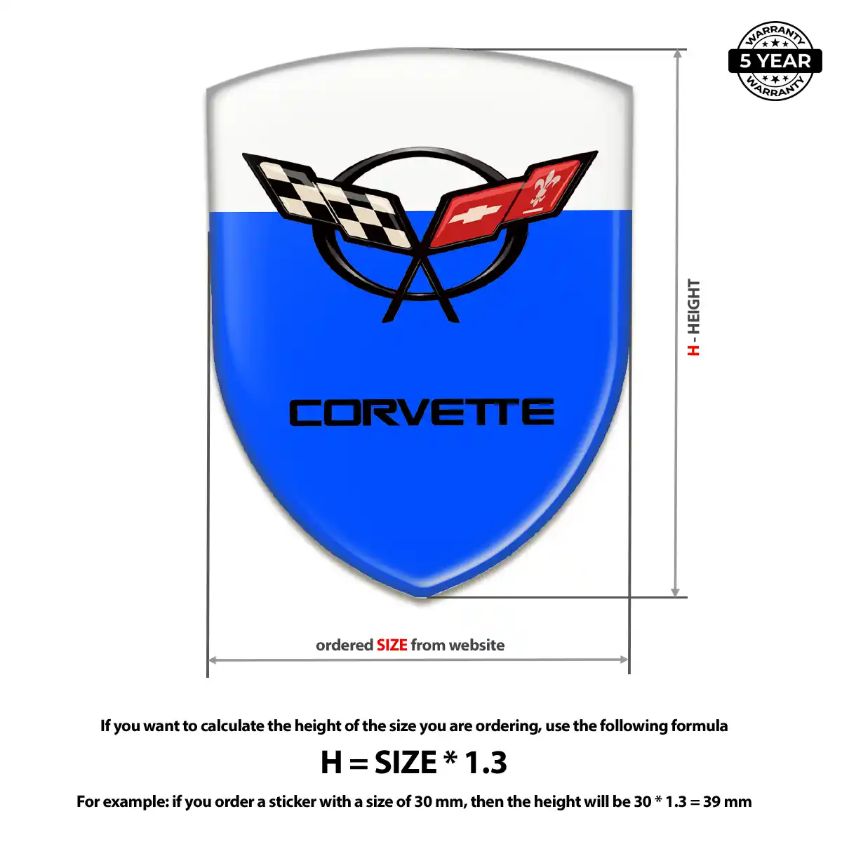 Chevrolet Corvette Gel Badge Sticker Superior Craft