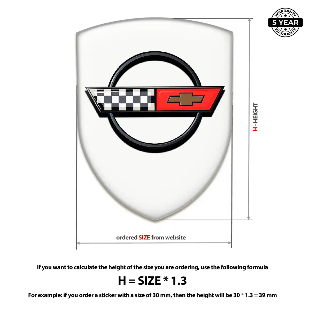 Chevrolet Corvette Gel Emblem Sticker Elite Finish