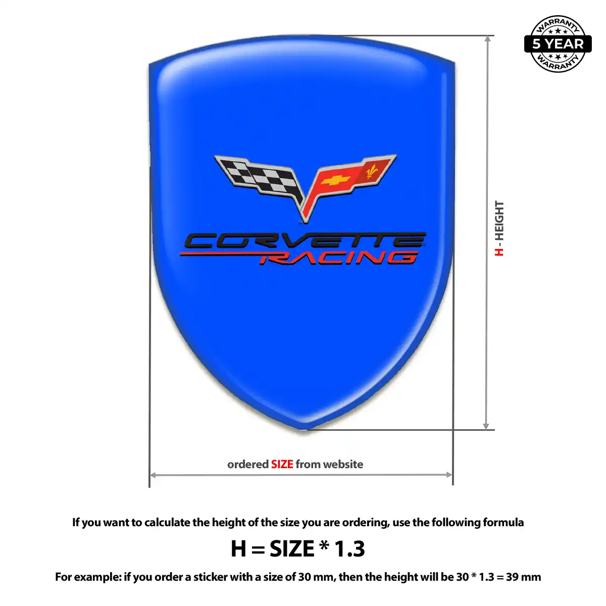 Chevrolet Corvette Polyurethane Domed Sticker Elite Finish