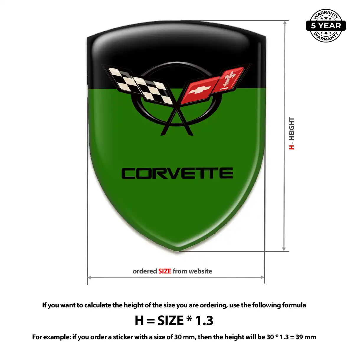 Chevrolet Corvette Polyurethane Domed Sticker Prestige Line