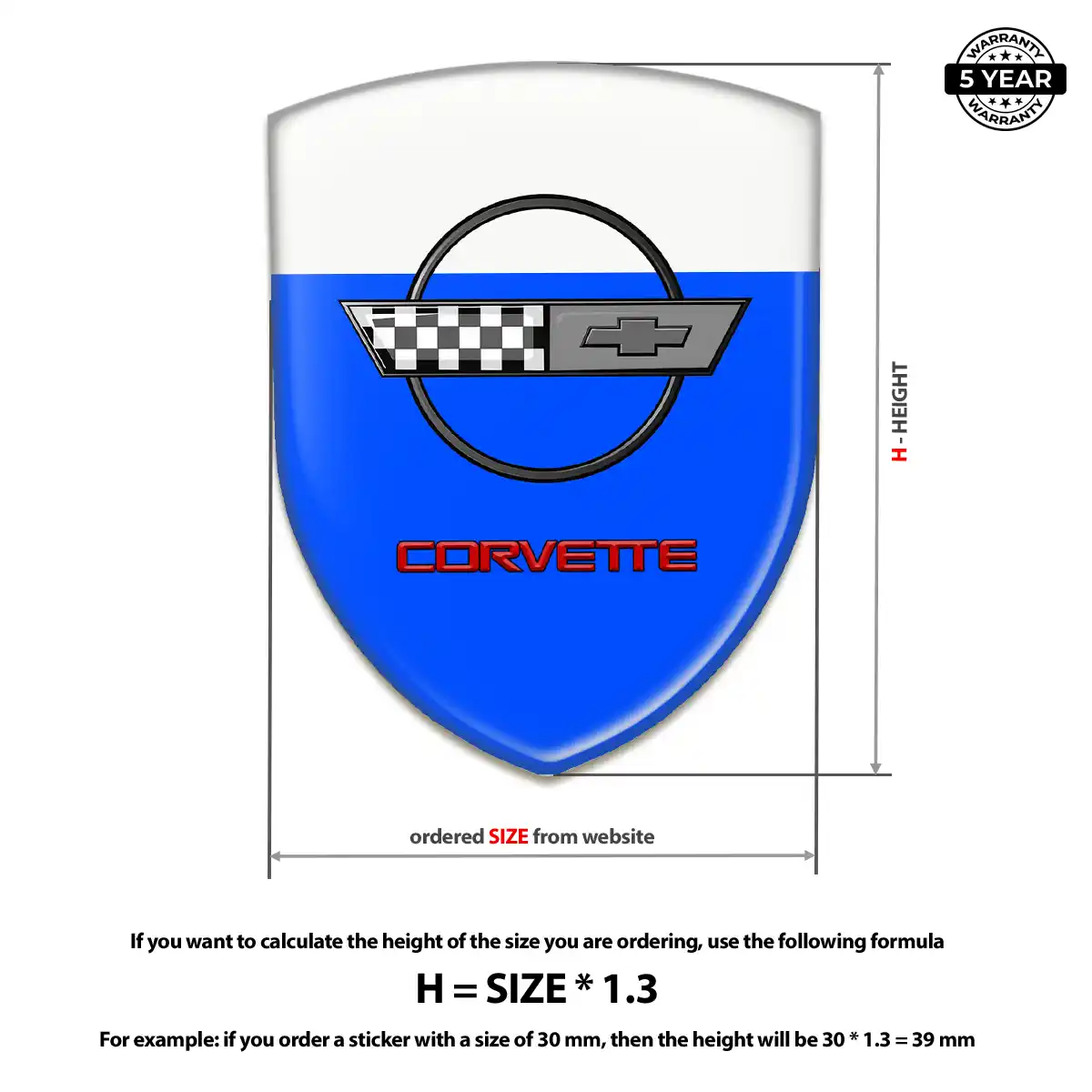 Chevrolet Corvette Polyurethane Domed Sticker Prime Quality