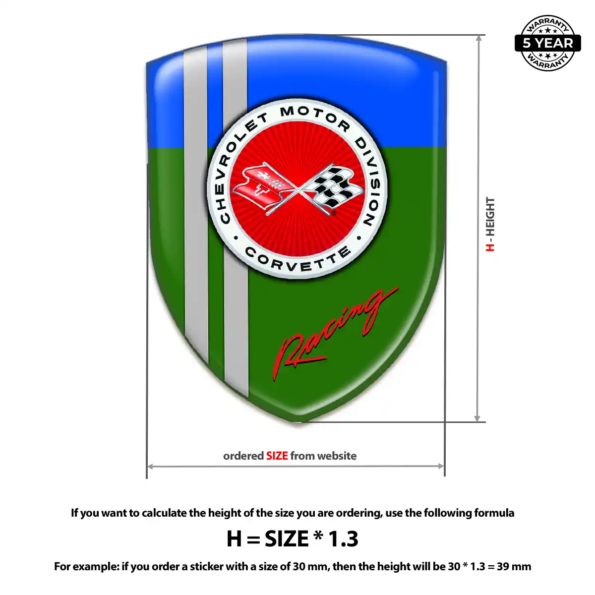 Chevrolet Corvette Polyurethane Domed Sticker Signature Grade