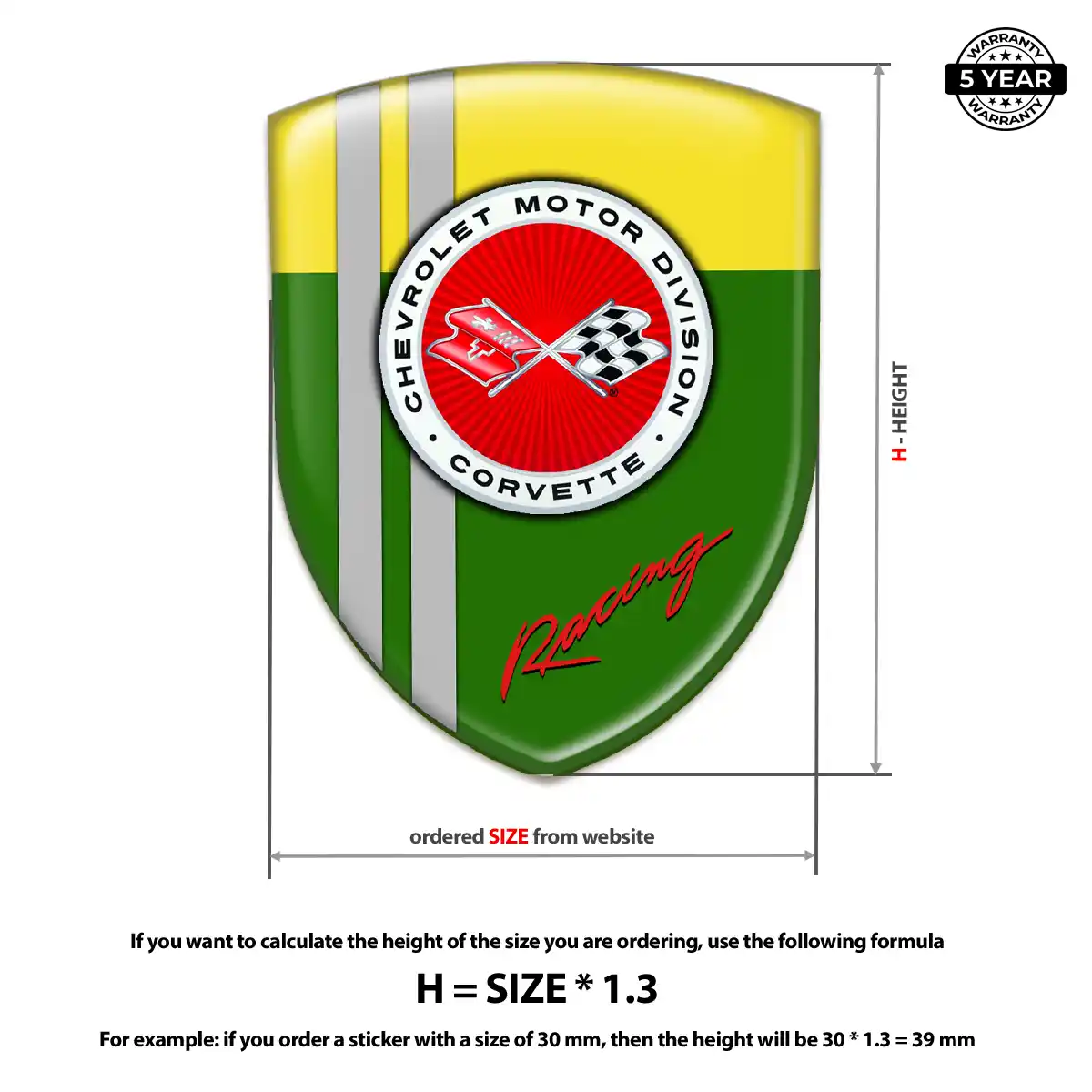 Chevrolet Corvette Polyurethane Domed Sticker Sleek Style