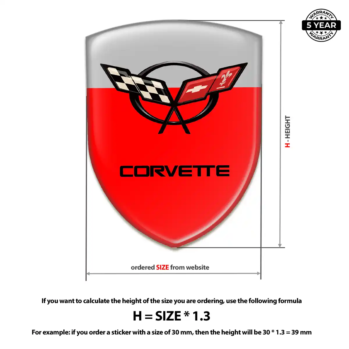 Chevrolet Corvette Resin Badge Sticker Prime Quality
