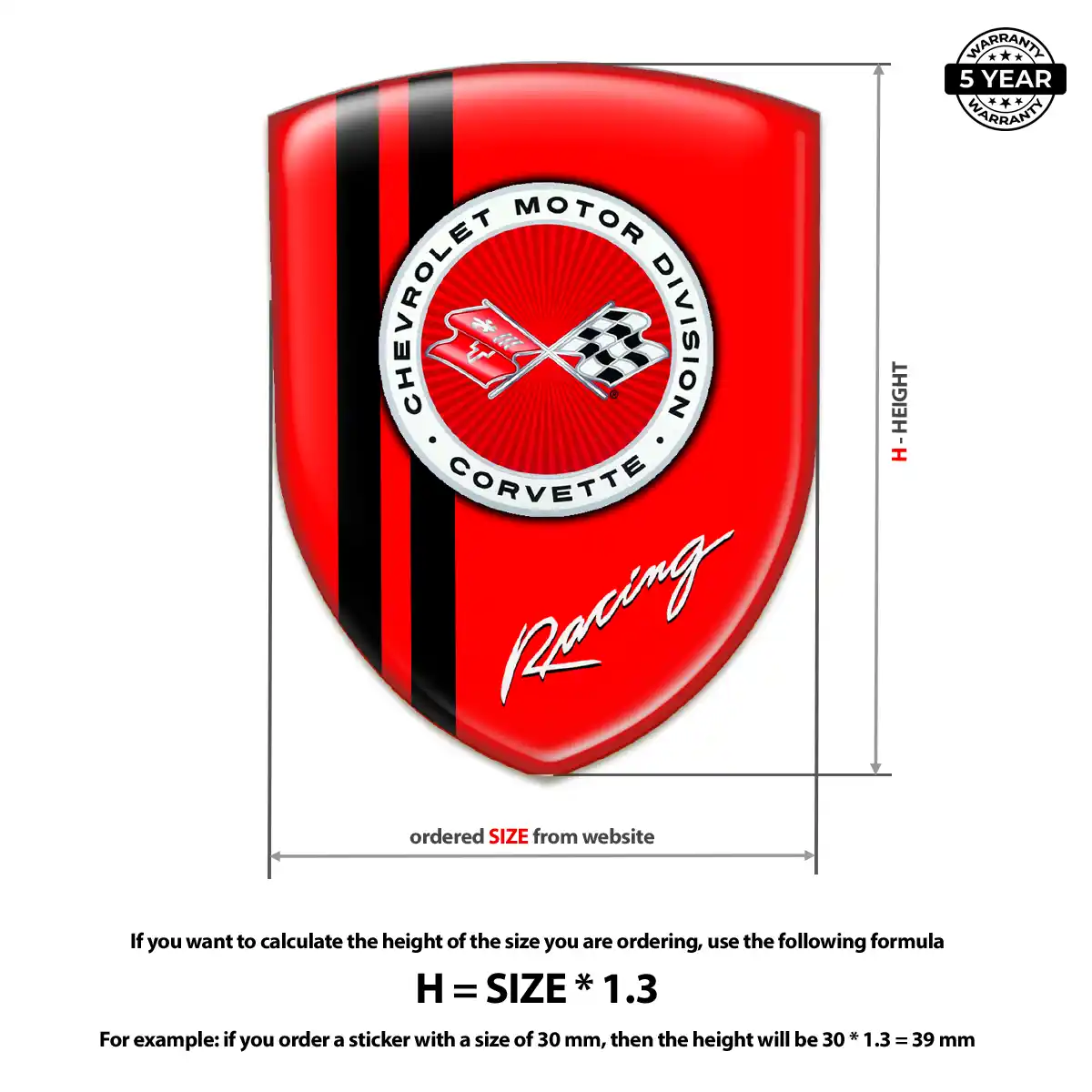 Chevrolet Corvette Resin Badge Sticker Refined Design