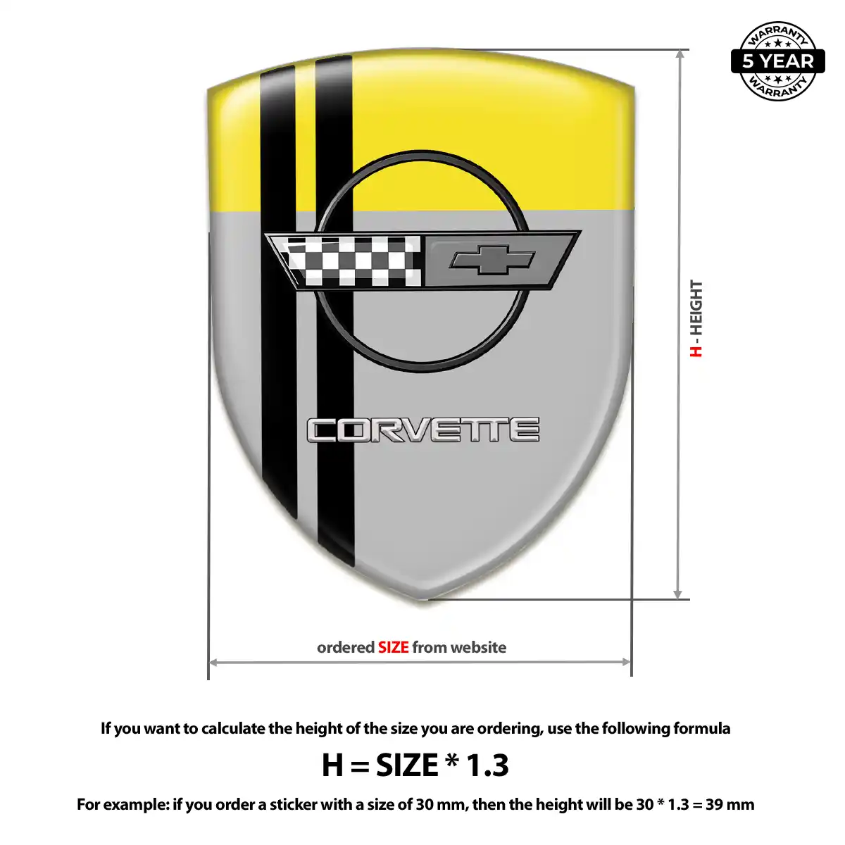 Chevrolet Corvette Resin Badge Sticker Signature Grade