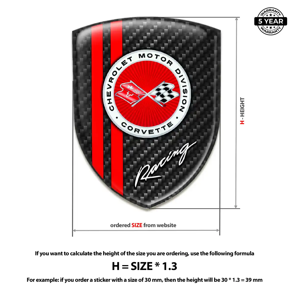 Chevrolet Corvette Resin Badge Sticker Sleek Style