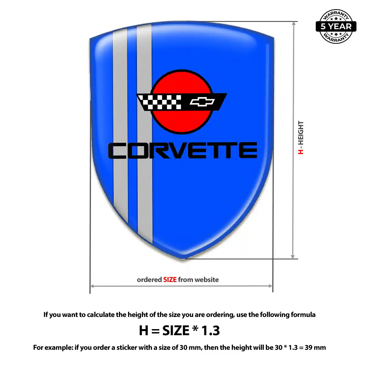 Chevrolet Corvette Resin Domed Sticker Elite Finish