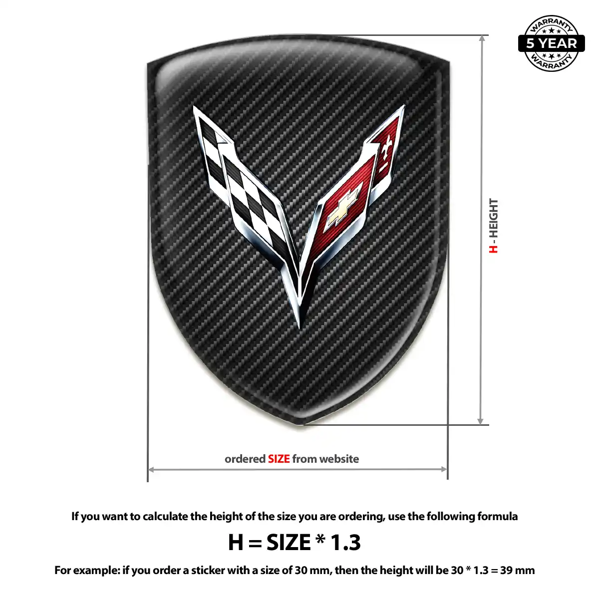 Chevrolet Corvette Resin Domed Sticker Prestige Line