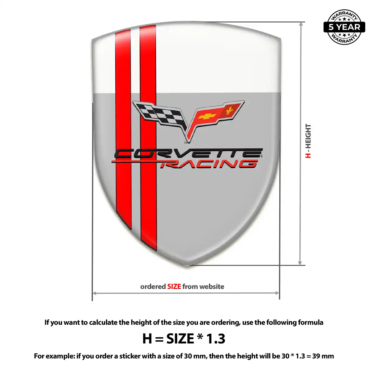 Chevrolet Corvette Resin Domed Sticker Prime Quality