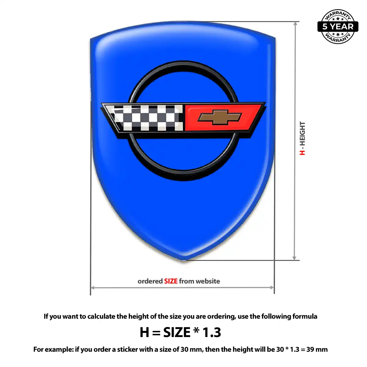 Chevrolet Corvette Resin Domed Sticker Refined Design