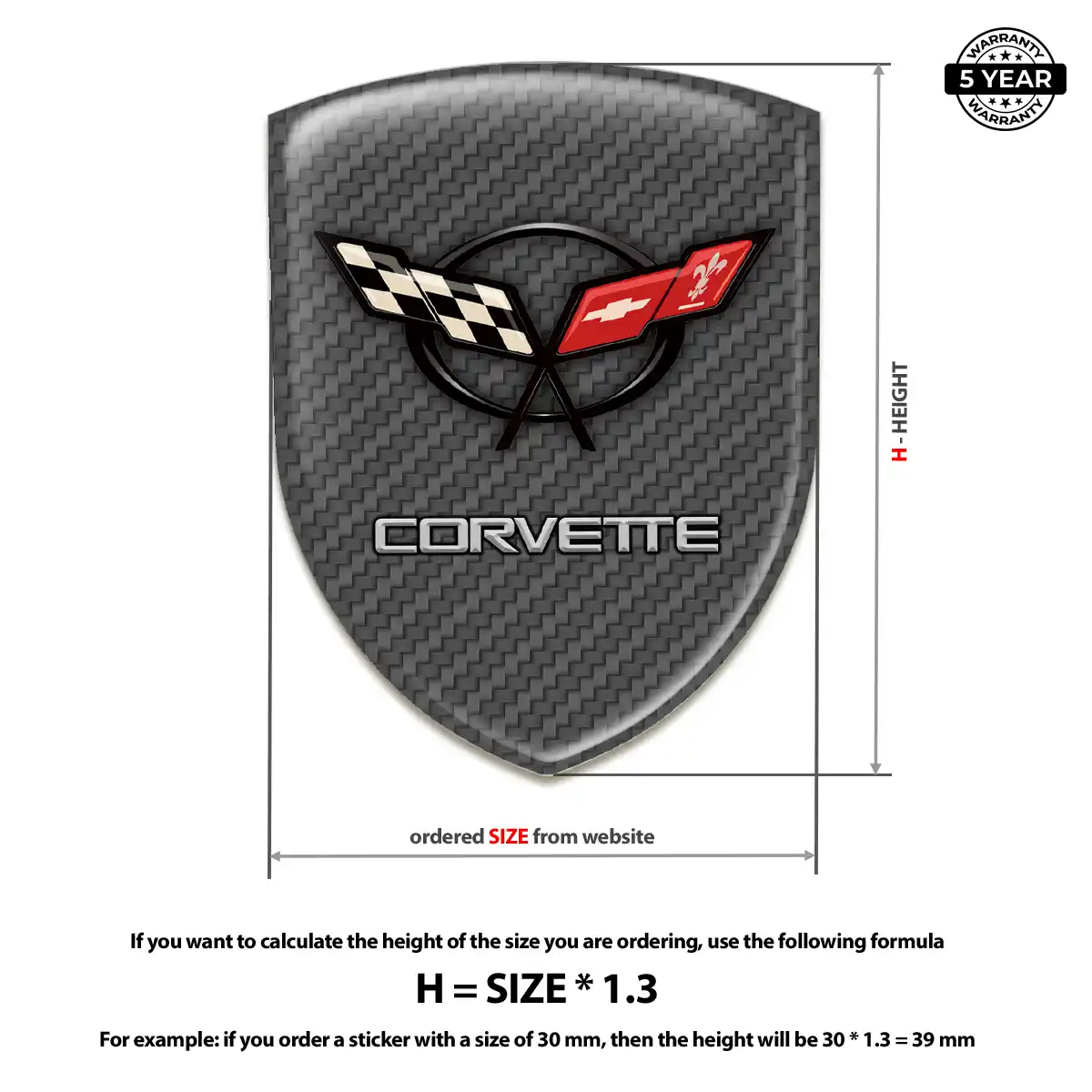 Chevrolet Corvette Resin Domed Sticker Sleek Style