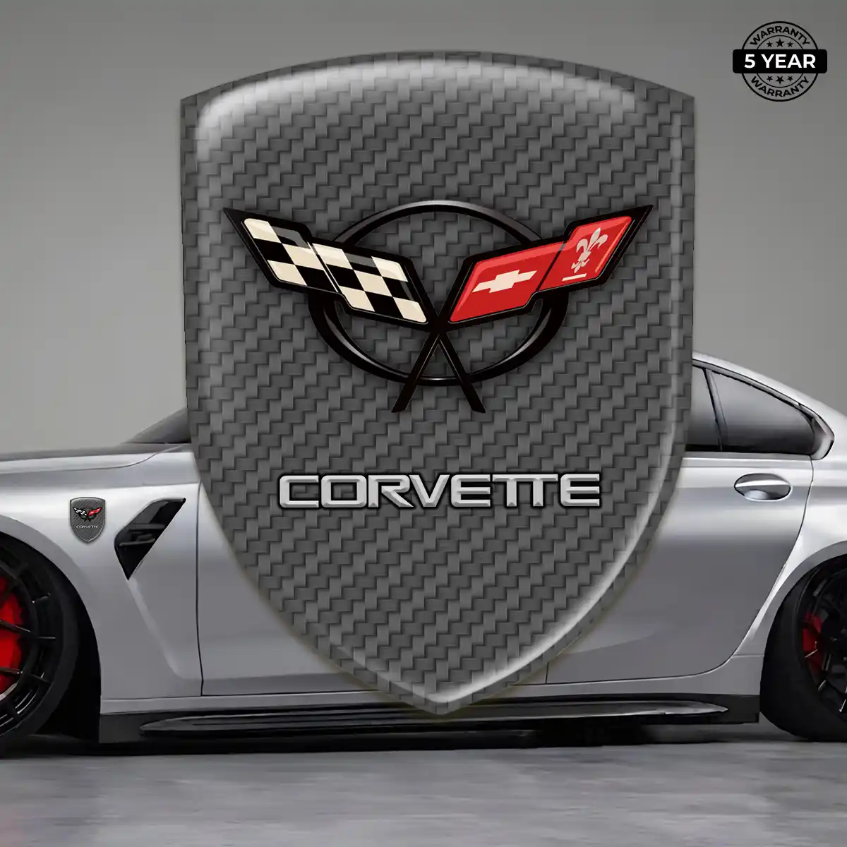 Chevrolet Corvette Resin Domed Sticker Sleek Style