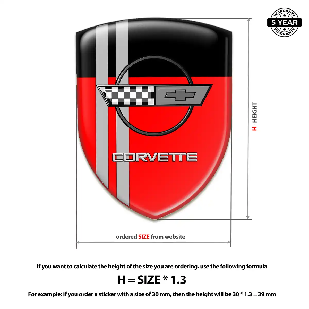 Chevrolet Corvette Resin Emblem Sticker Elite Finish
