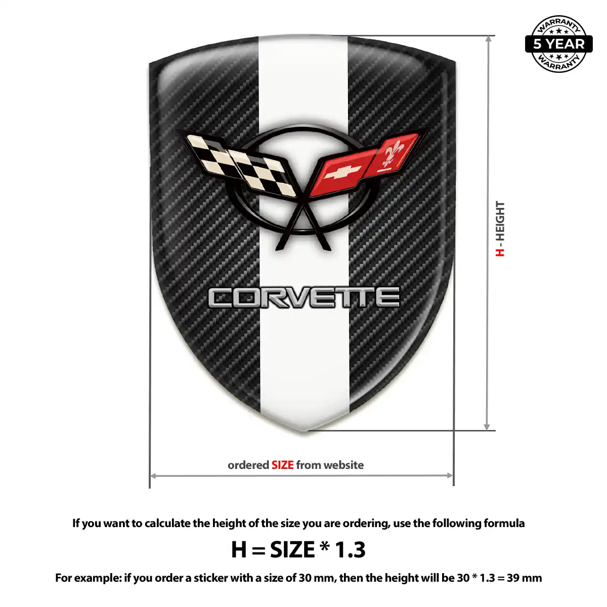Chevrolet Corvette Resin Emblem Sticker Prime Quality