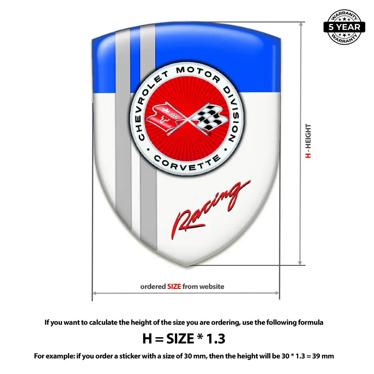 Chevrolet Corvette Resin Emblem Sticker Superior Craft