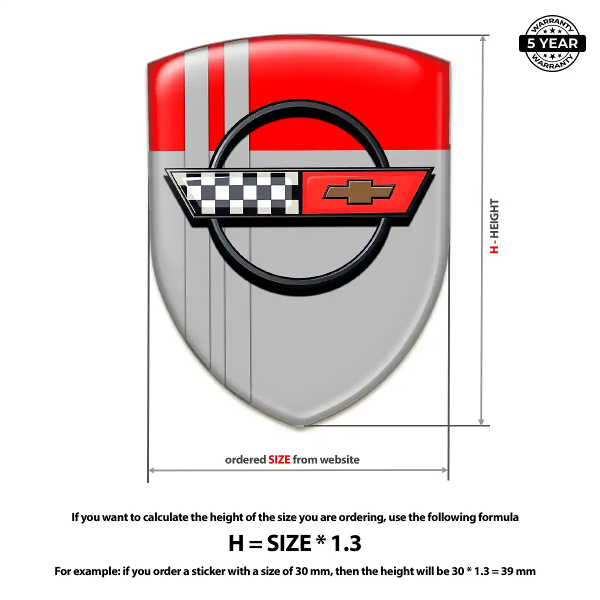 Chevrolet Corvette Self Adhesive Emblem Sticker Elite Finish