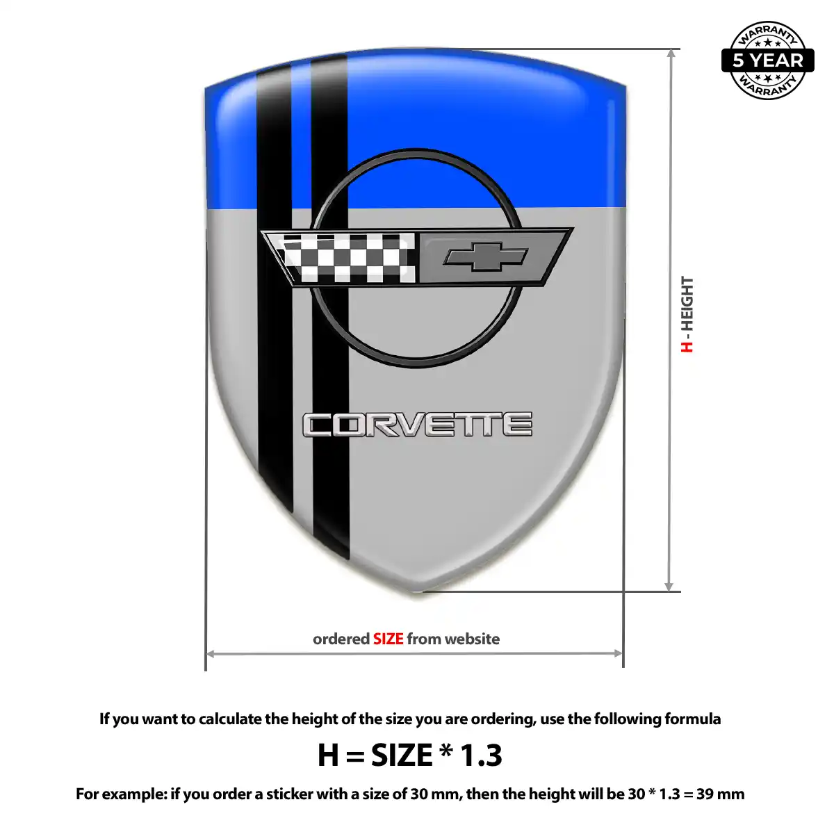 Chevrolet Corvette Self Adhesive Emblem Sticker Prime Quality