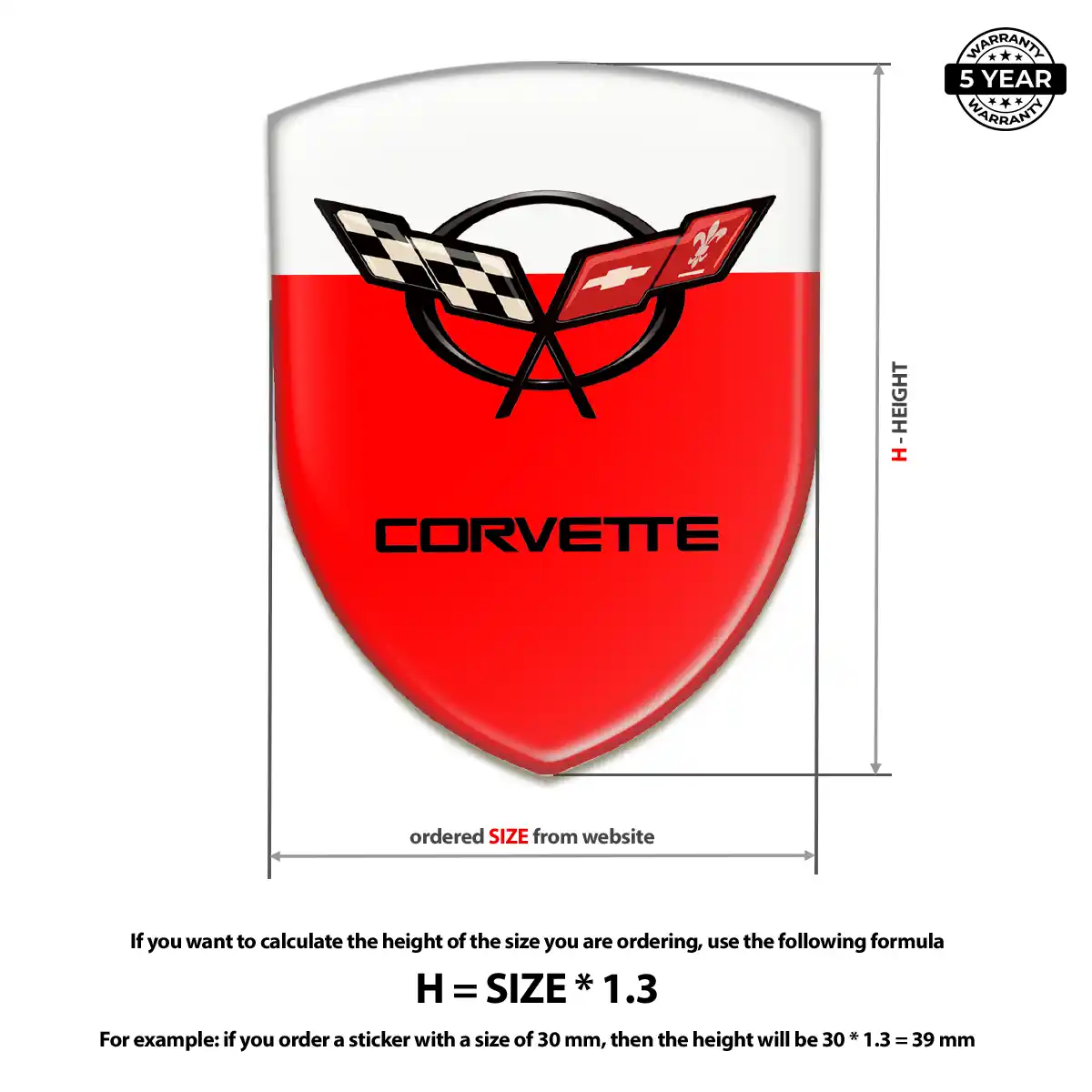 Chevrolet Corvette Self Adhesive Emblem Sticker Refined Design