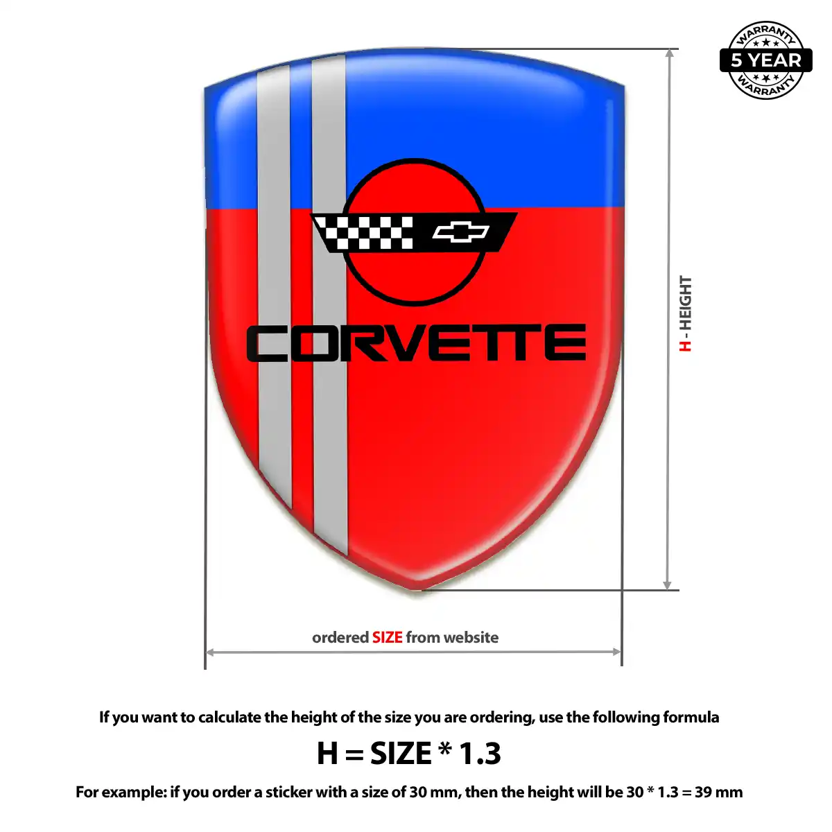Chevrolet Corvette Self Adhesive Emblem Sticker Signature Grade