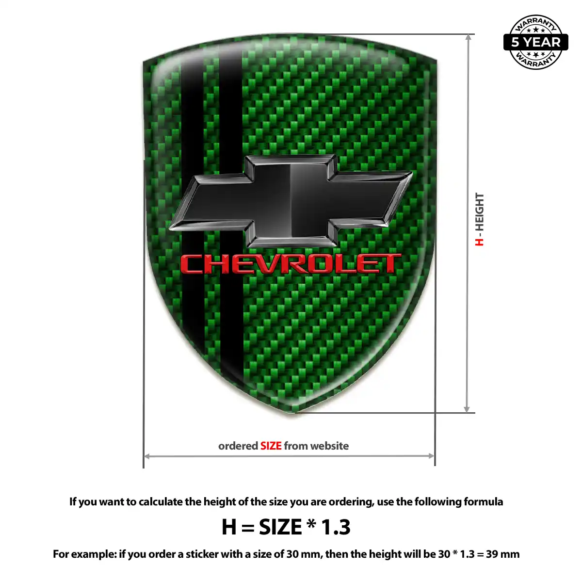 Chevrolet Domed Car Sticker Elite Finish