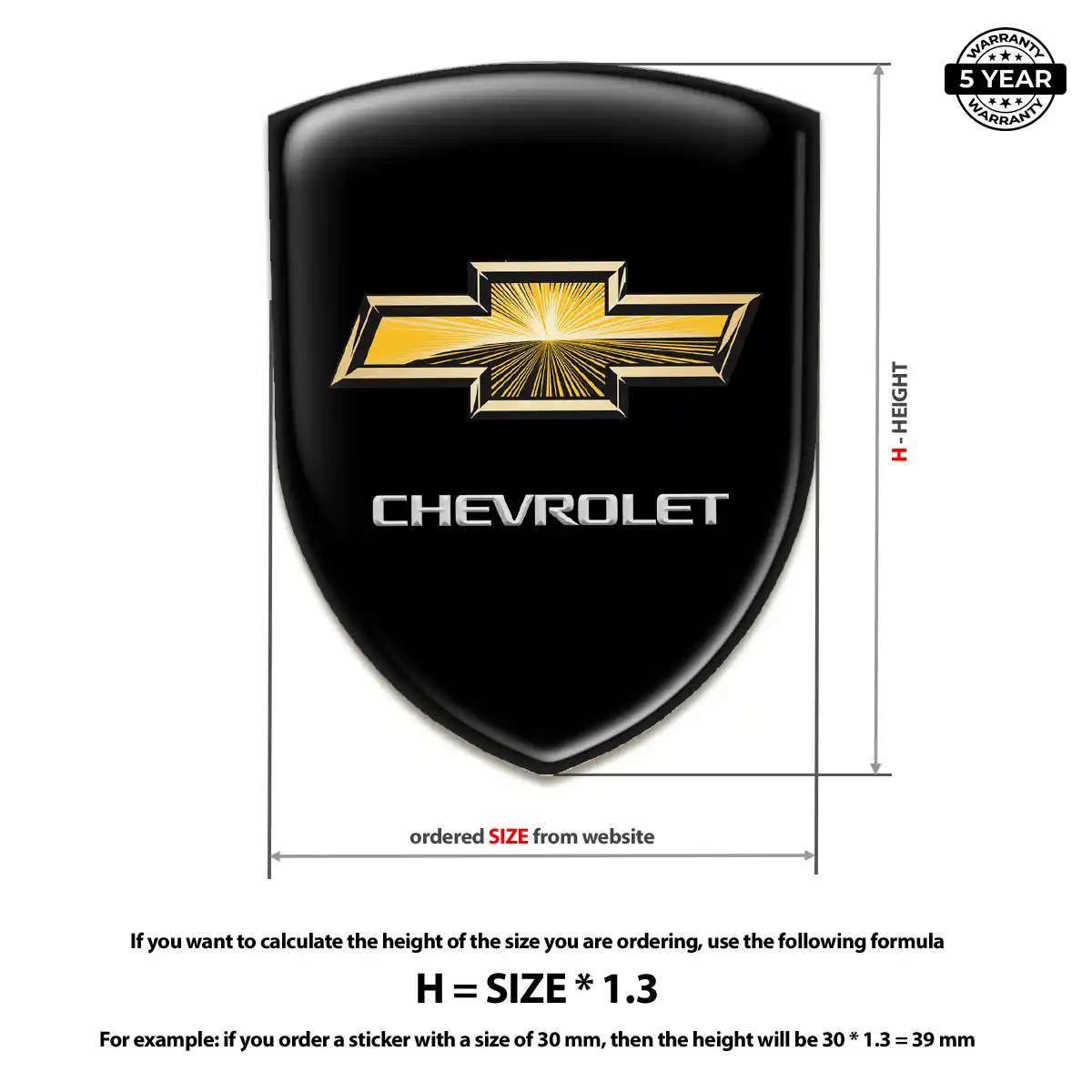 Chevrolet Domed Car Sticker Refined Design