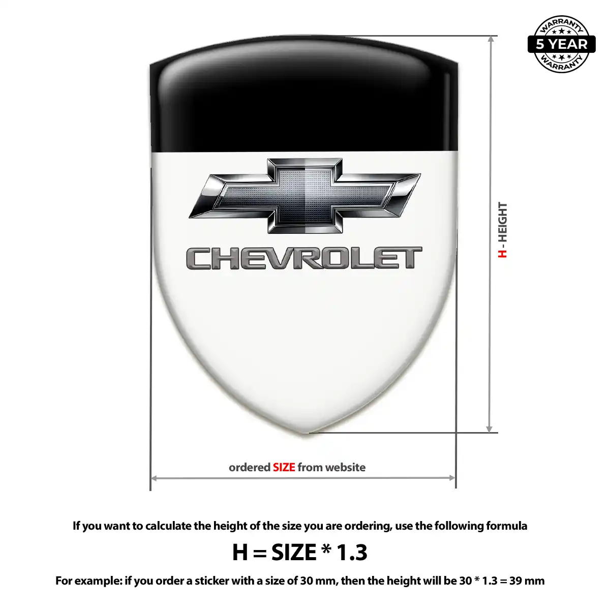 Chevrolet Domed Decal Elite Finish