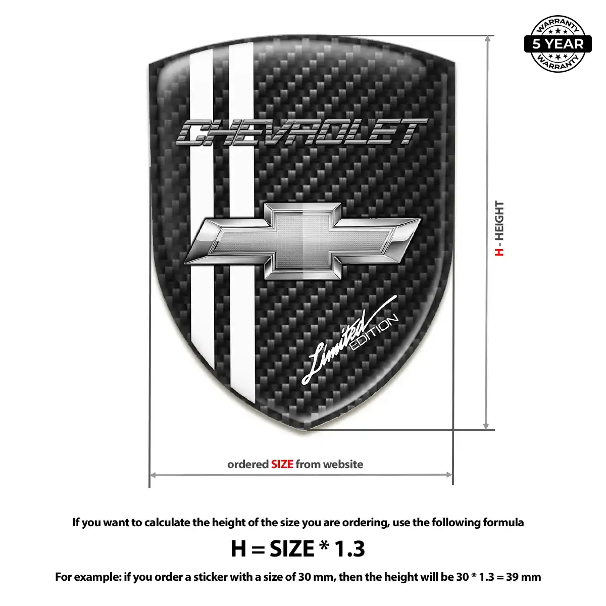 Chevrolet Domed Decal Prime Quality