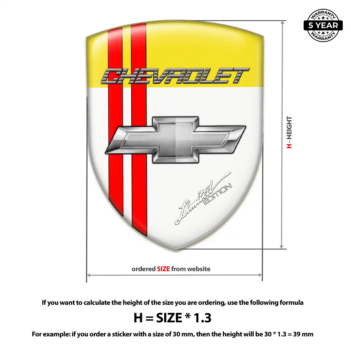 Chevrolet Epoxy Domed Sticker Prestige Line