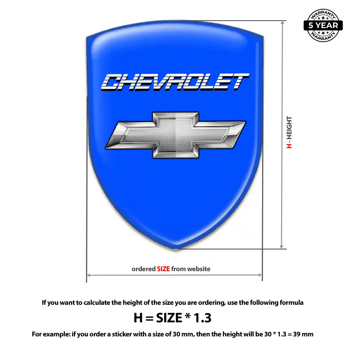 Chevrolet Polyurethane Domed Sticker Prime Quality