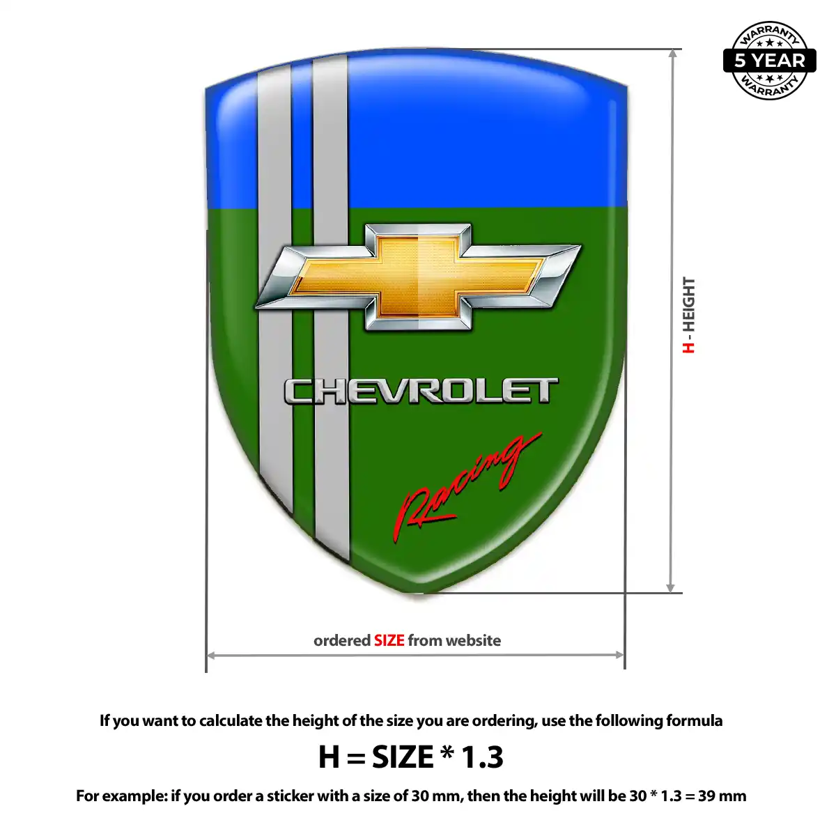 Chevrolet Polyurethane Domed Sticker Refined Design