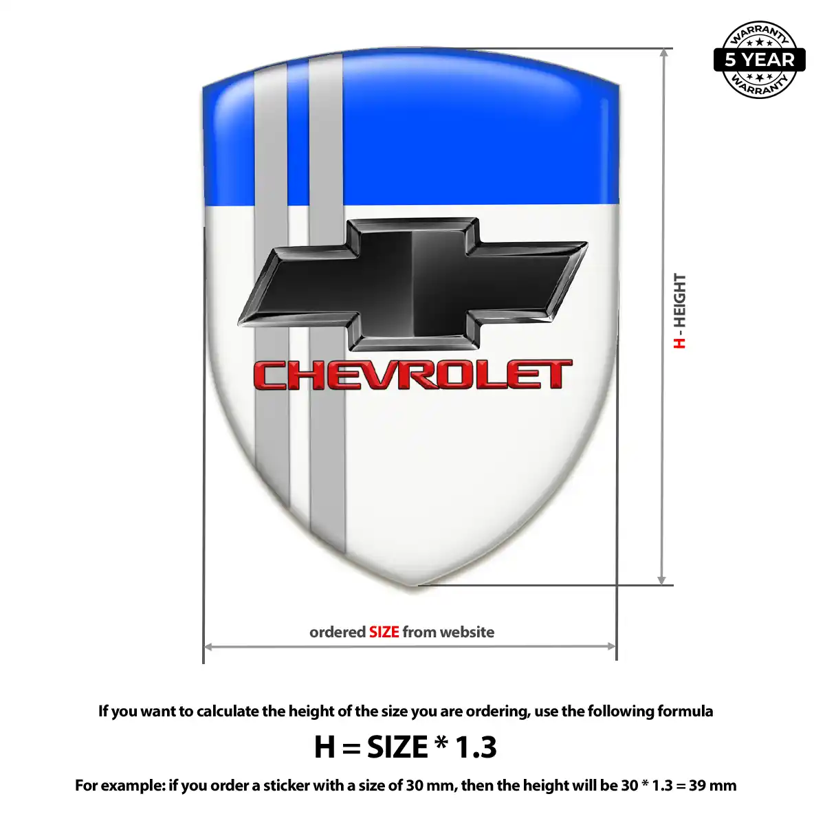 Chevrolet Polyurethane Domed Sticker Sleek Style